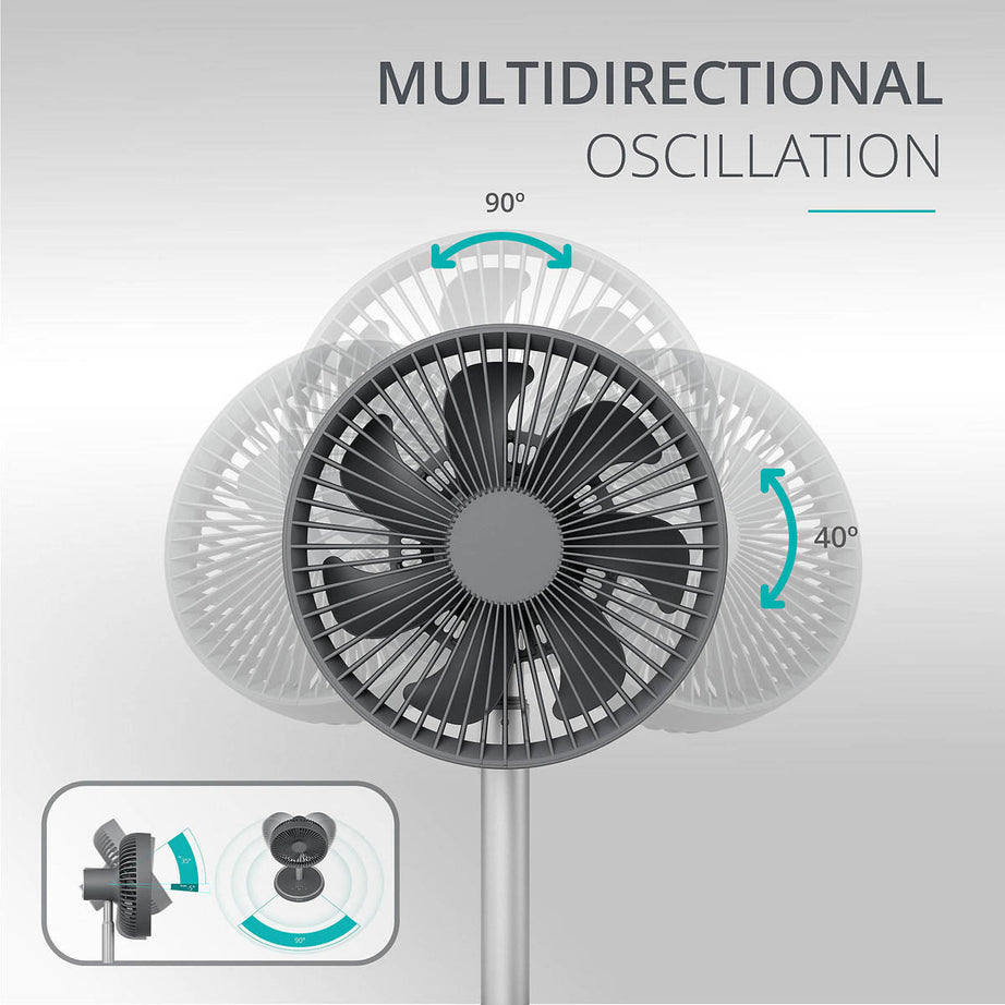 Cordless Table Fan 8" Quiet 4 Speed Oscillating Tilting Adjustable Height - Image 2