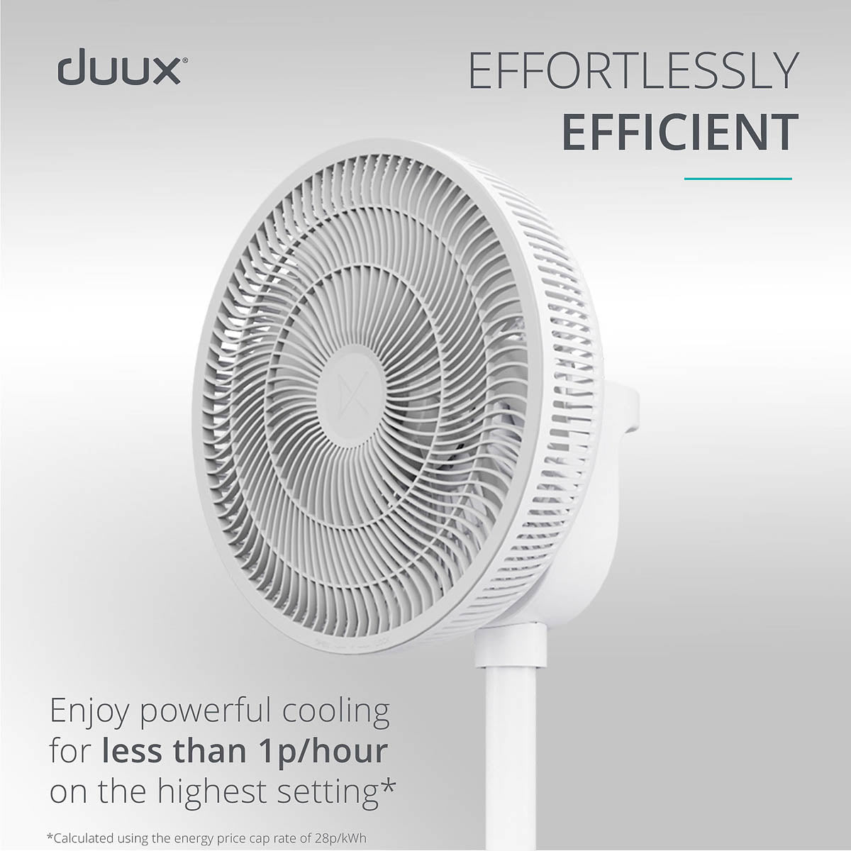 Duux Pedestal Fan Quiet Oscillating White Powerful Adjustabel Height 12inch - Image 10