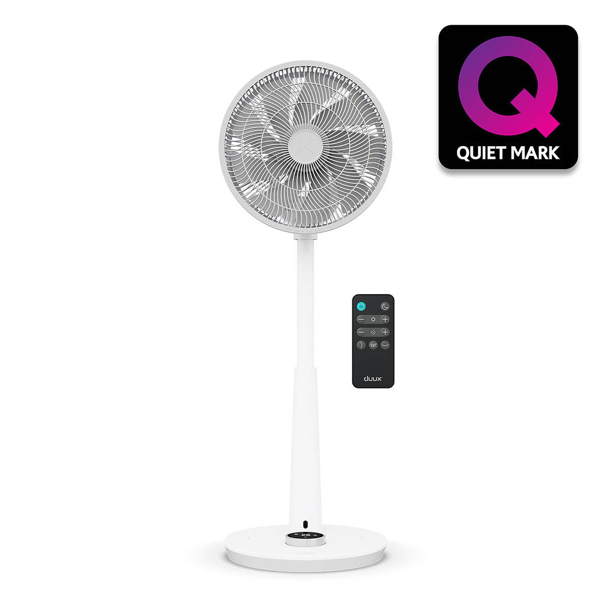 Duux Pedestal Fan Quiet Oscillating White Powerful Adjustabel Height 12inch - Image 2