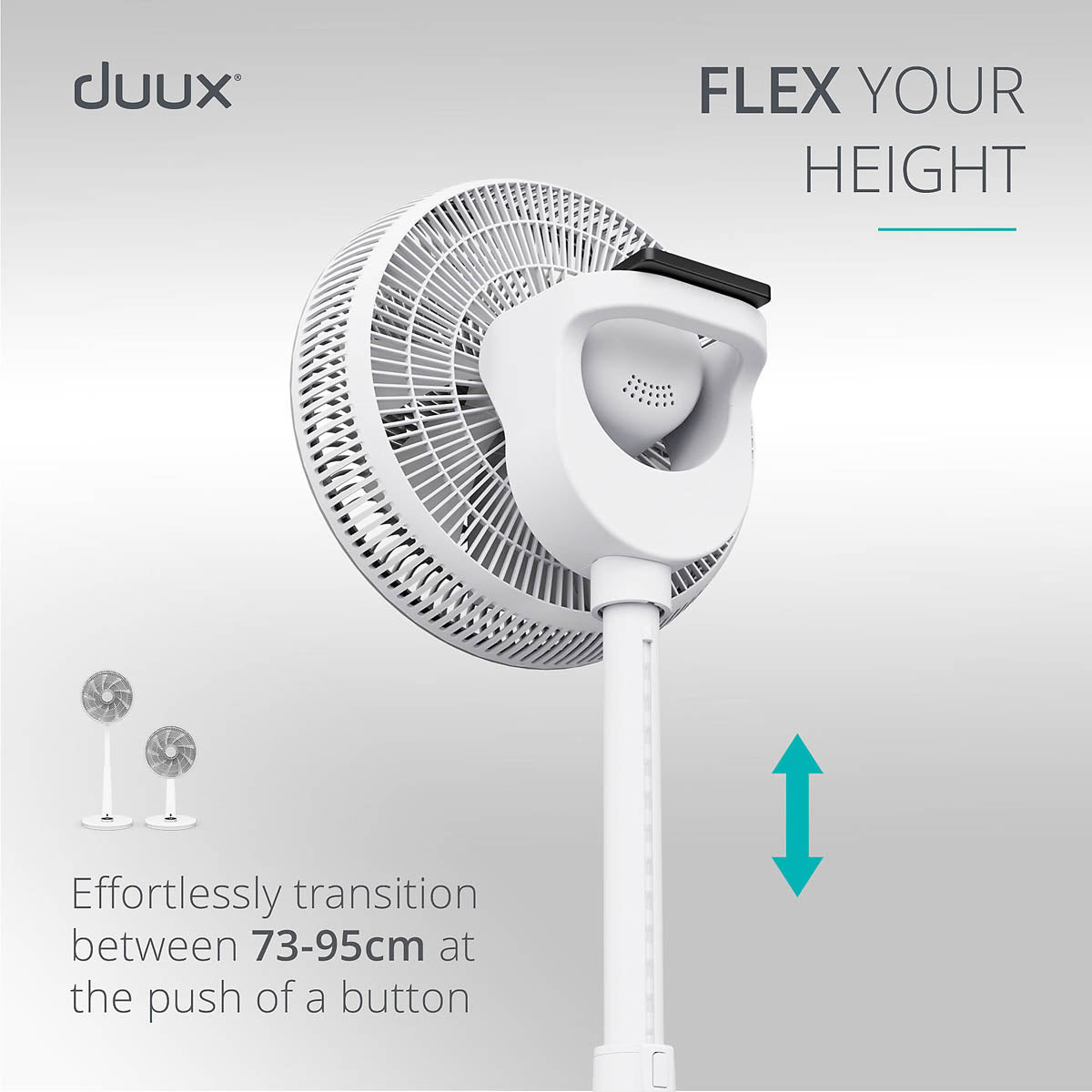 Duux Pedestal Fan Quiet Oscillating White Powerful Adjustabel Height 12inch - Image 4