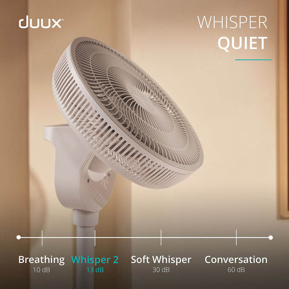 Duux Pedestal Fan Quiet Oscillating White Powerful Adjustabel Height 12inch - Image 5