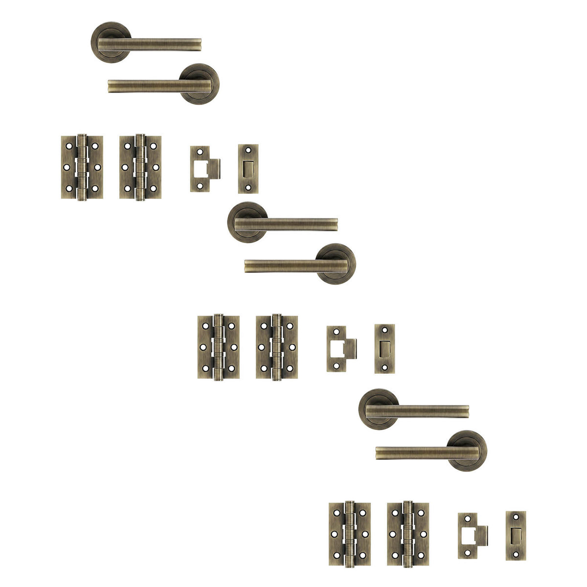 Door Handle Brushed Antique Brass Effect Straight Lever (L)124.5mm 3 Pack - Image 8