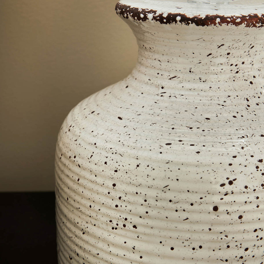 Inlight Table Lamp Capan Crackled Round Natural Distressed Effect Drum Shade - Image 4