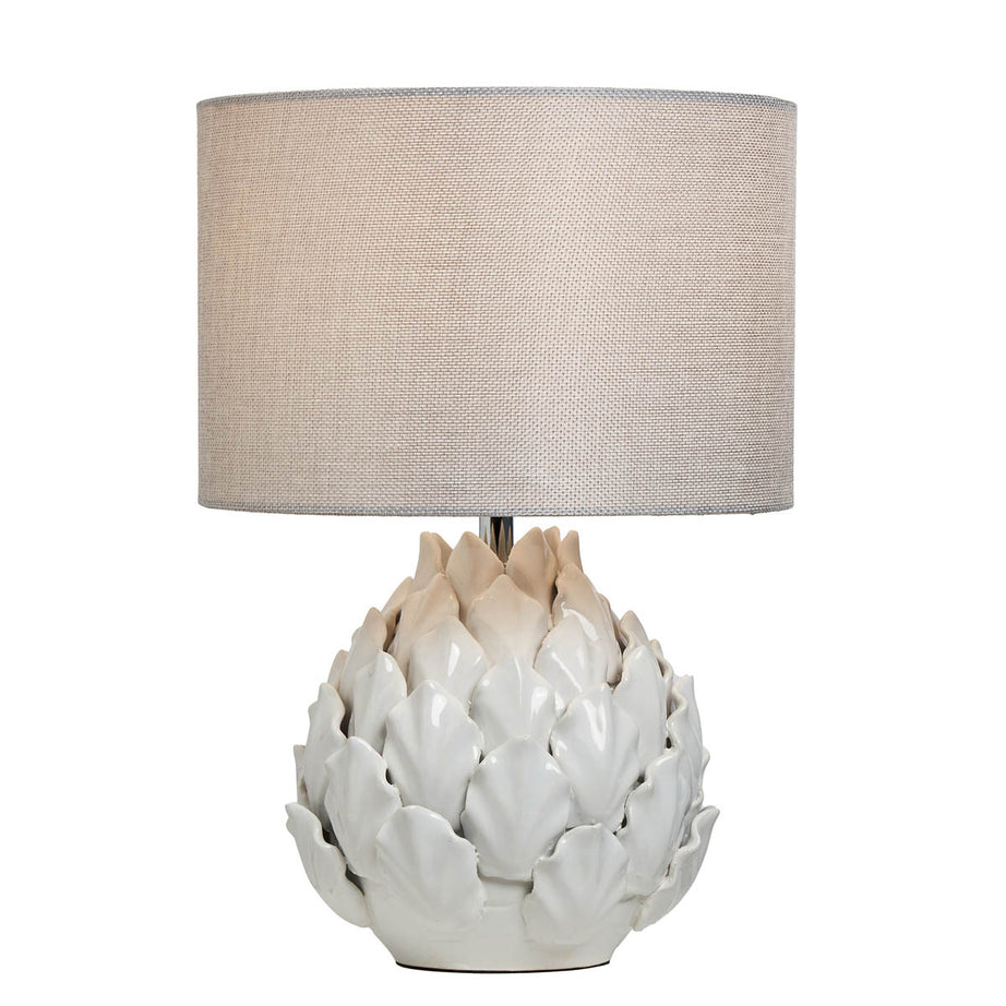 Inlight Table Lamp Gloss White Ceramic Artichoke Round Silver Shade Modern - Image 2
