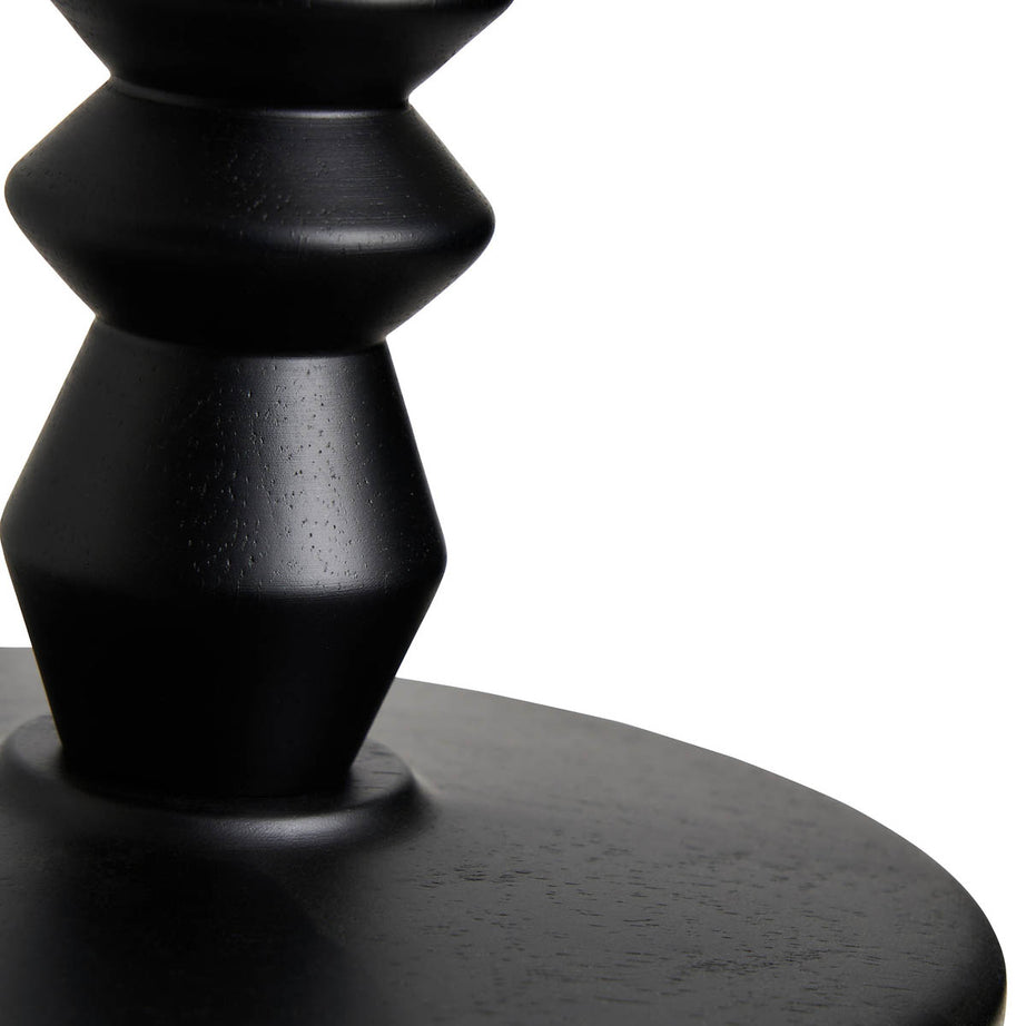 Inlight Table Lamp Spindle Black Wood Effect Natural Fabric Round Contemporary - Image 10