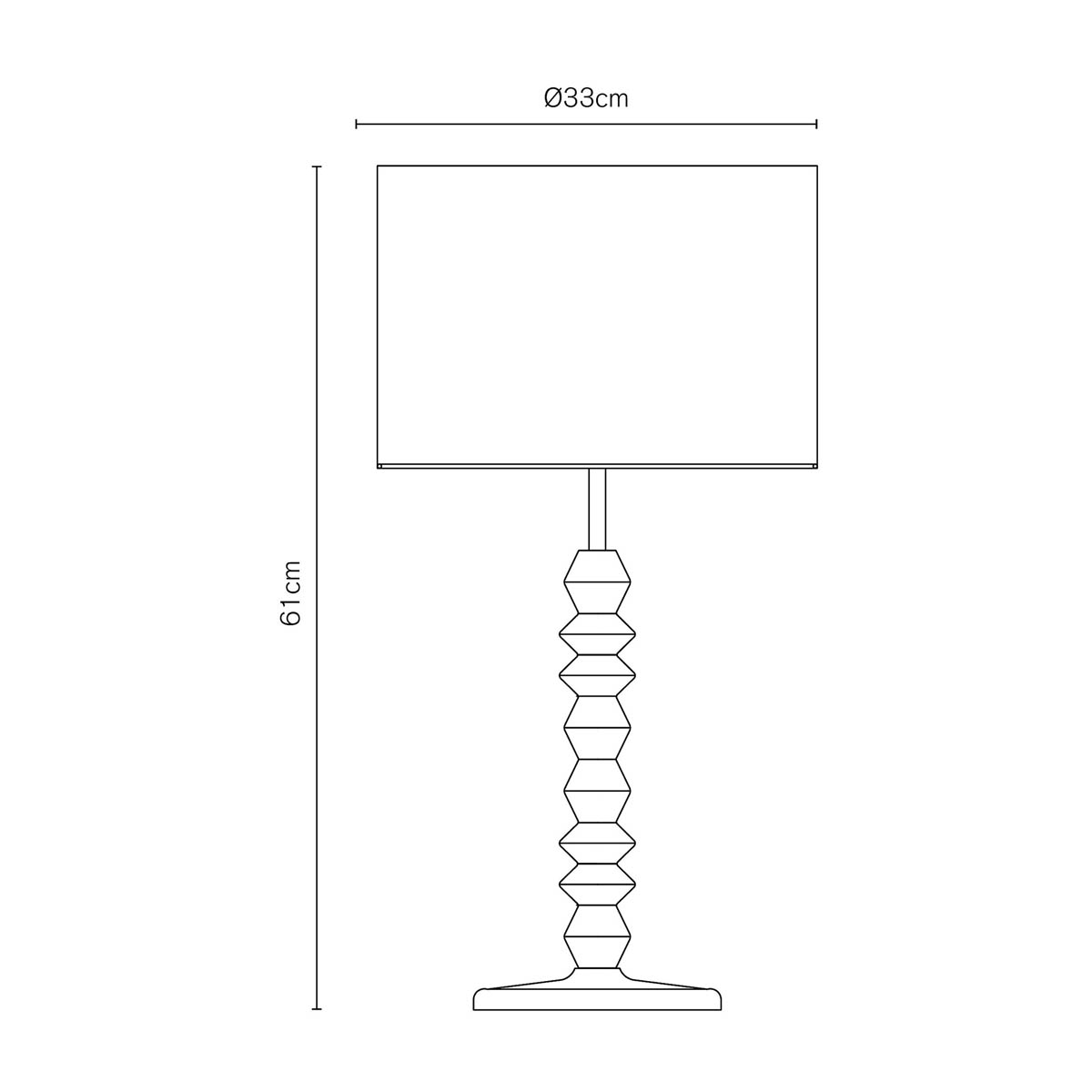 Inlight Table Lamp Spindle Black Wood Effect Natural Fabric Round Contemporary - Image 2