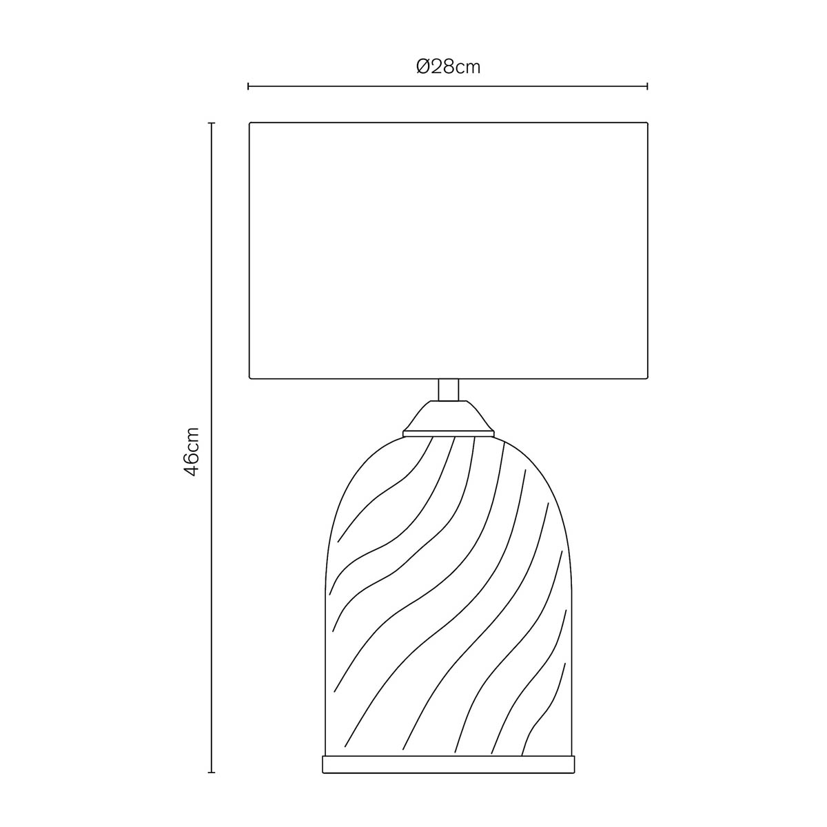 Inlight Table Lamp Clear Ribbed Glass Base Grey Shade Round Modern (Dia)280 mm - Image 3