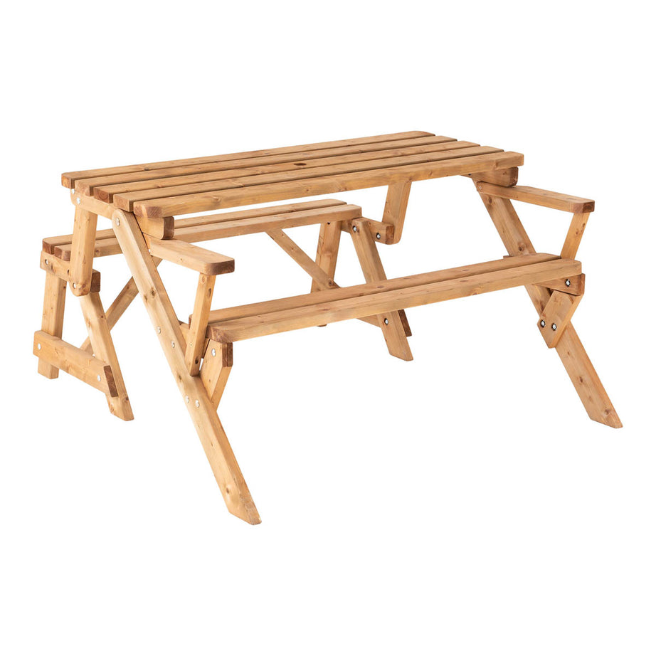 Wooden Bench Table Modular Folding Outdoor Garden Pine Natural 136.6cm x 78.1cm - Image 1