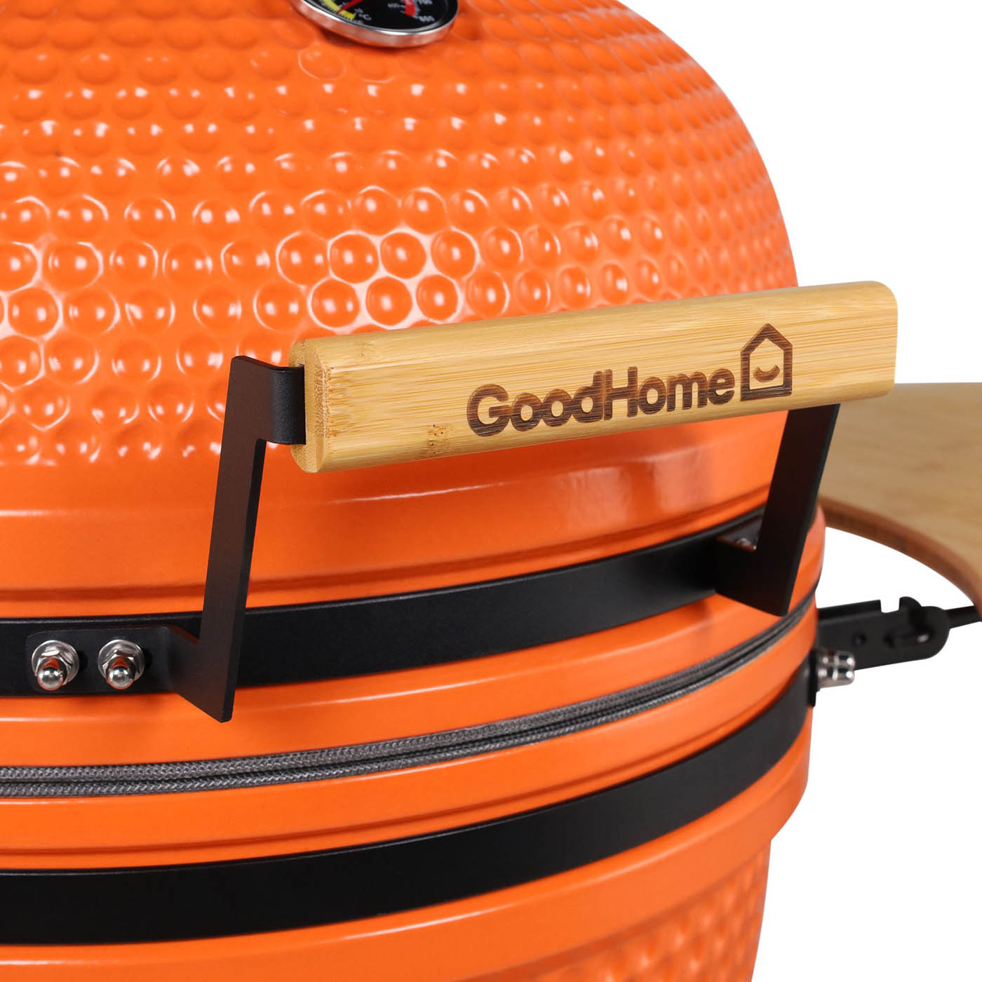 GoodHome Kamado Egg BBQ Charcoal Sagami Orange Ceramic 54.5cm With Thermometer - Image 9
