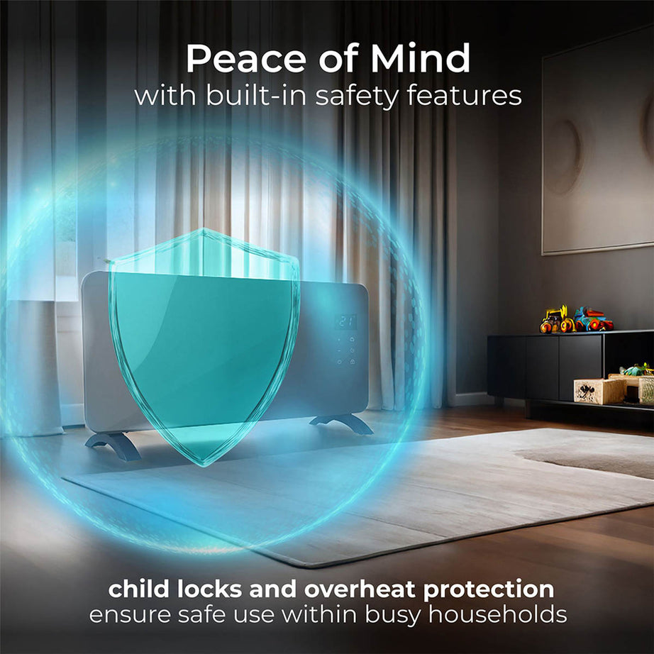 Masterplug Smart Panel Heater Electric 2kW Grey Glass Portable Thermostat Modern - Image 8