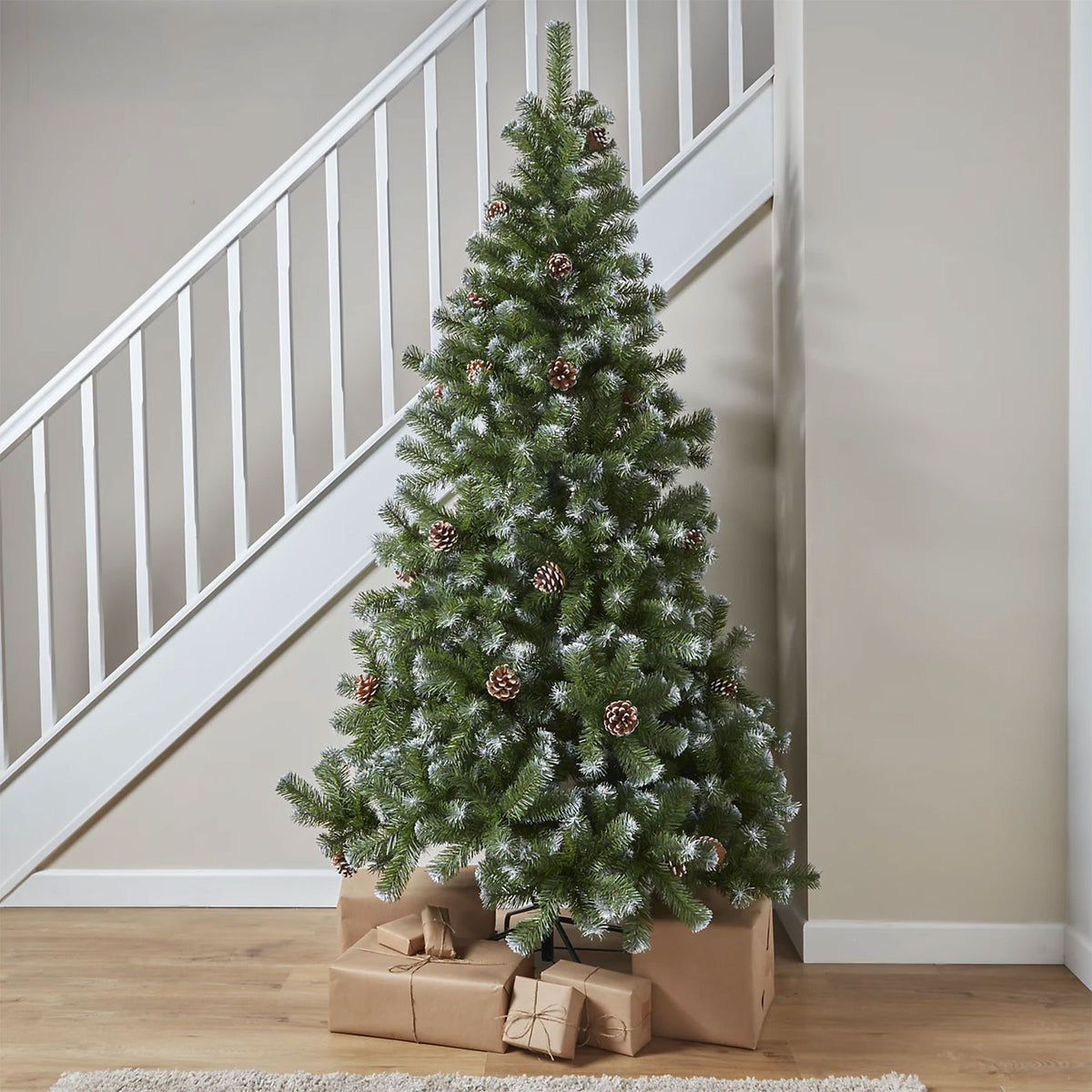 Corbier Artificial Christmas Tree 7ft Wrapped Full Green Festive Tree - Image 1