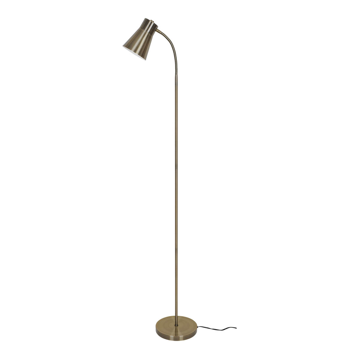 Floor Lamp Metal Satin Antique Brass Effect Adjustable Head Industrial (H)150 cm - Image 3