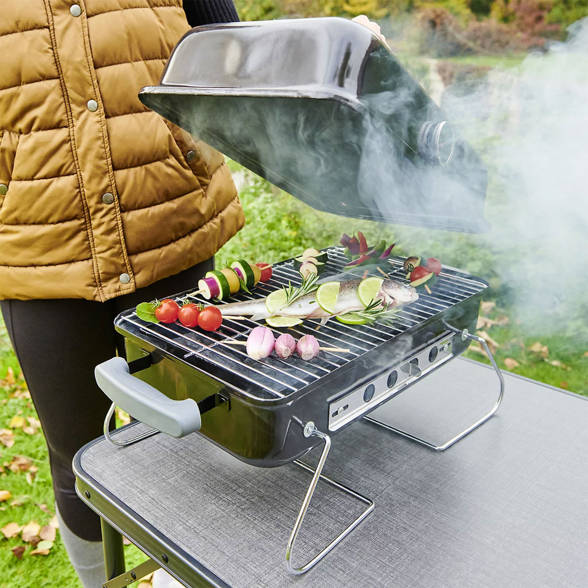 Habano Black Portable Charcoal Barbeque Folding Garden Picnic Grill BBQ Outdoor - Image 9