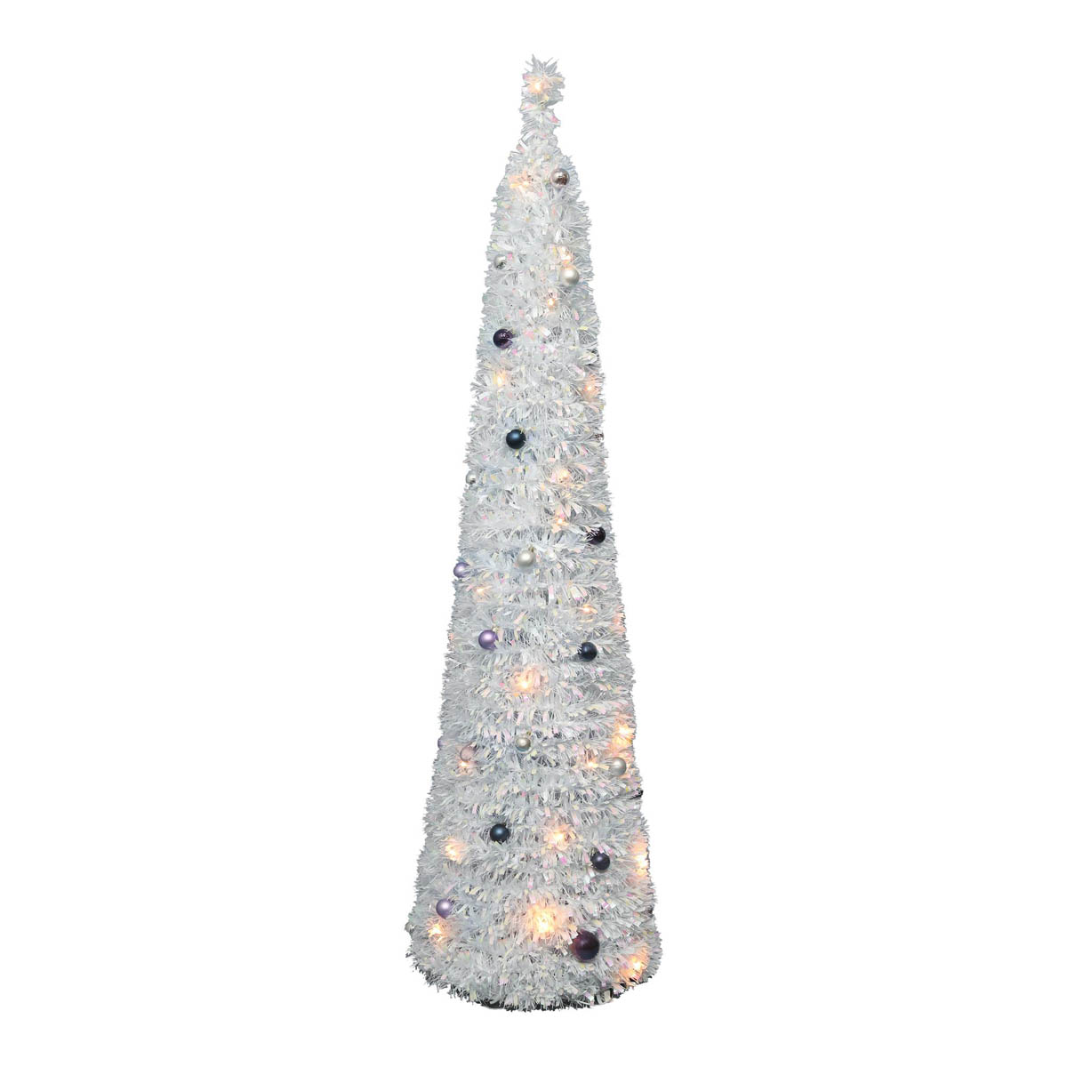 894 Christmas Tree 6ft White Slim Artificial LED Pre Lit 40 Warm White - Image 4