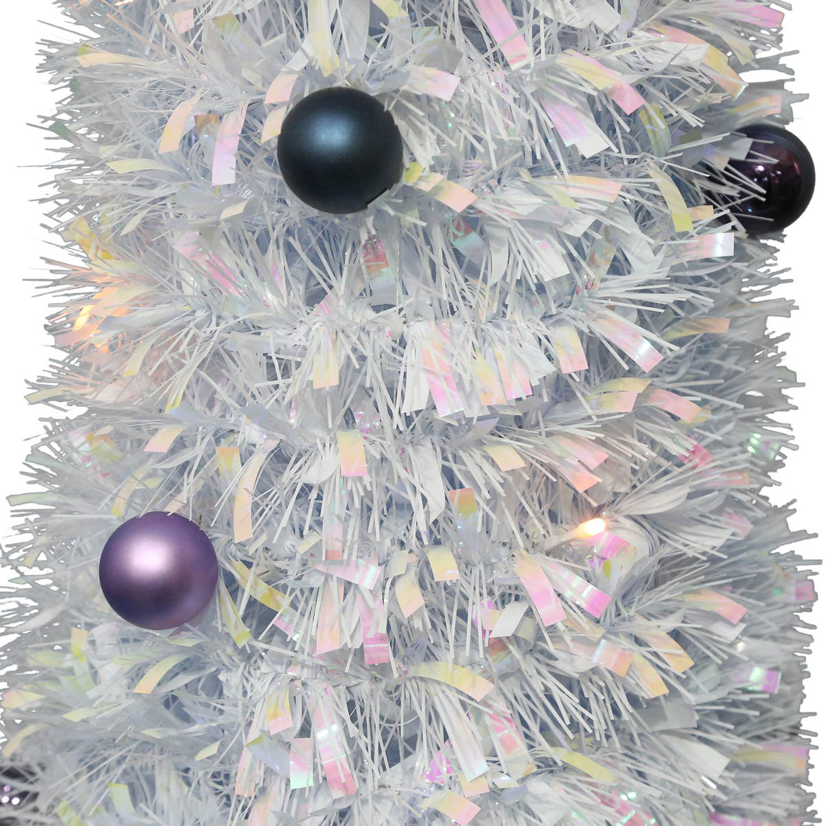Christmas Tree 6ft White Slim Artificial LED Pre Lit 40 Warm White - Image 7