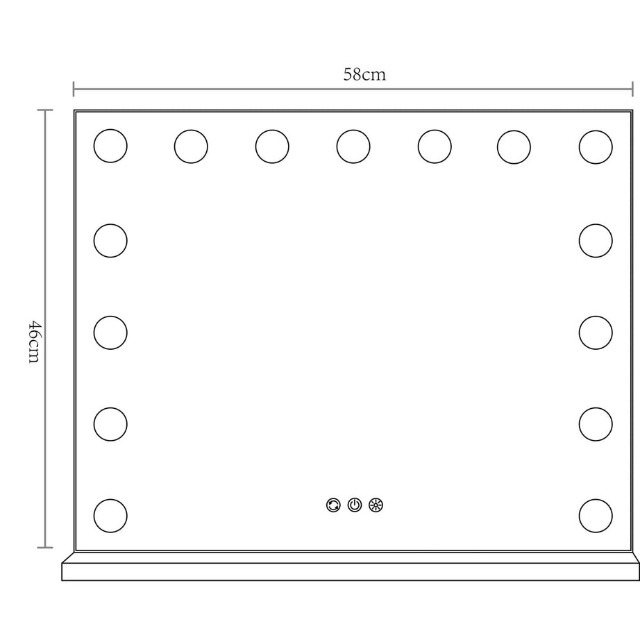 LED Hollywood Cosmetic Mirror White Rectangular Freestanding (H)46x(W)58cm - Image 3