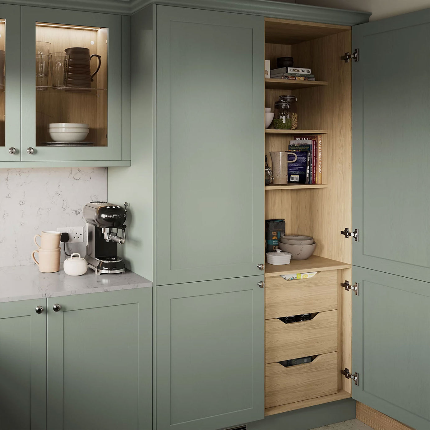 GoodHome Tydeman Reed Green Base End Panel 900 x 610mm Kitchen Unit - Image 1