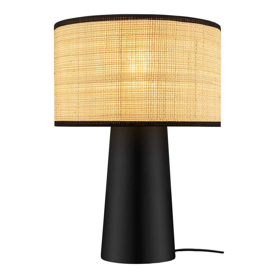 Table Lamp Matt Natural Black Metal Raffia Bedside Light Living Room Modern - Image 7