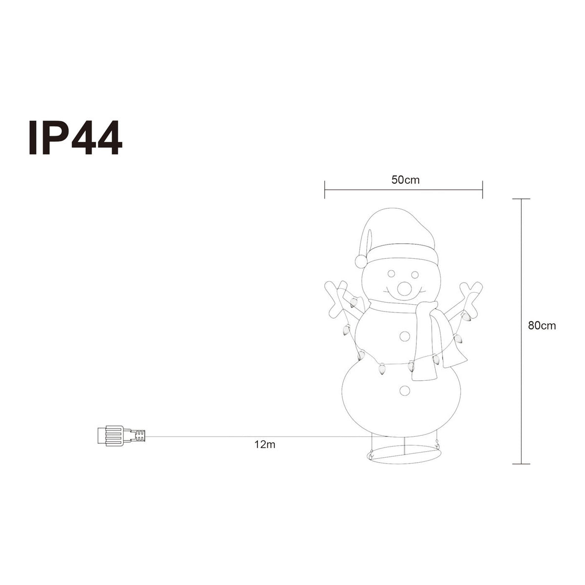 LED Christmas Snowman Silhouette Ice White Freestanding Decoration (H)80cm - Image 2