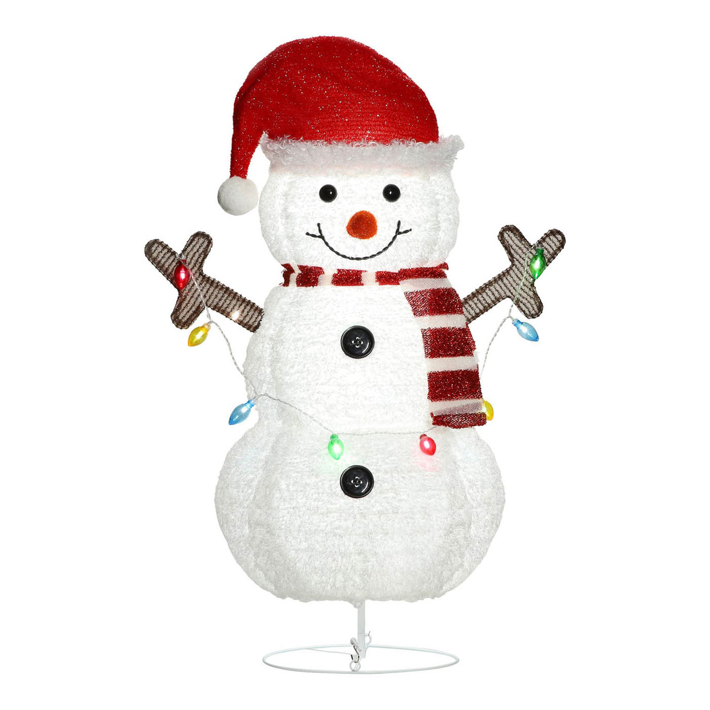 LED Christmas Snowman Silhouette Ice White Freestanding Decoration (H)80cm - Image 3