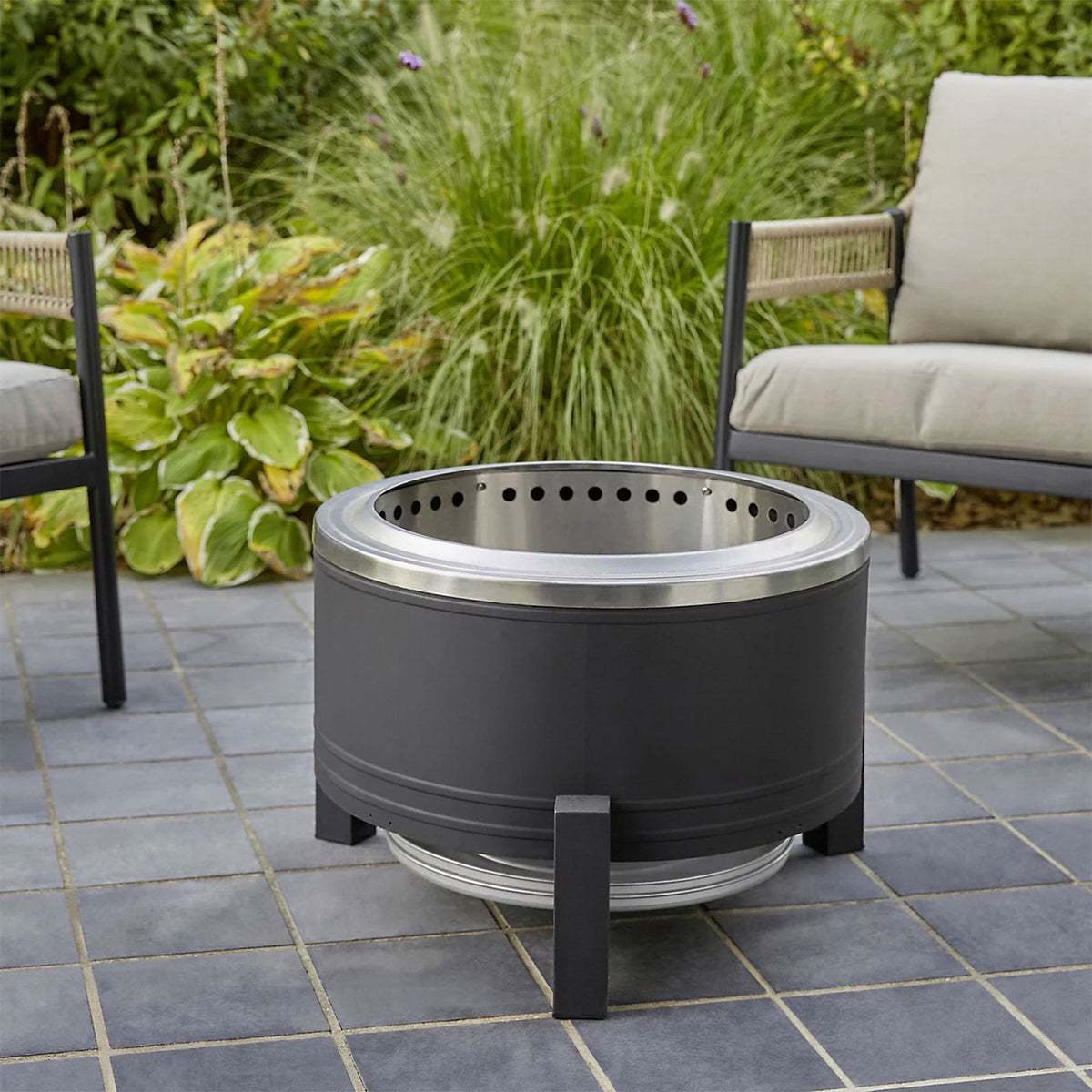 GoodHome Celsian Fire Pit Round Steel Matt Black Low Smoke 56.5cm - Image 3