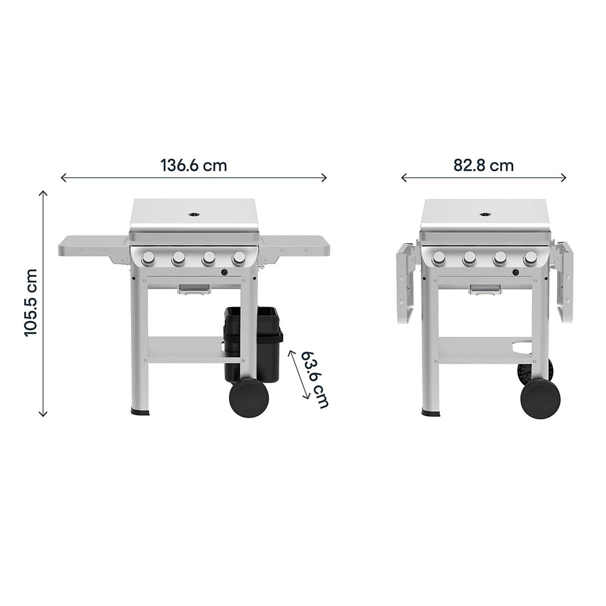 GoodHome Powell 4 Burner Gas BBQ Grill Stainless Steel Side Shelves - Image 2
