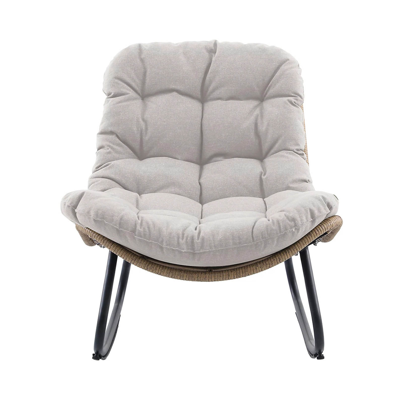 Rattan Effect Outdoor Rocking Chair Steel Frame Cushion Garden Patio - Image 2
