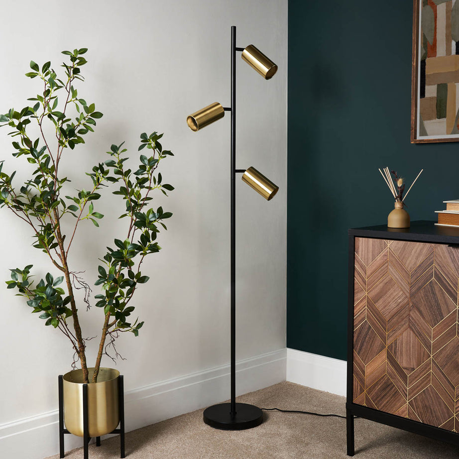 Inlight Floor Lamp 3 LED Adjustable Shades Antique Brass Metal Matt Black Modern - Image 4