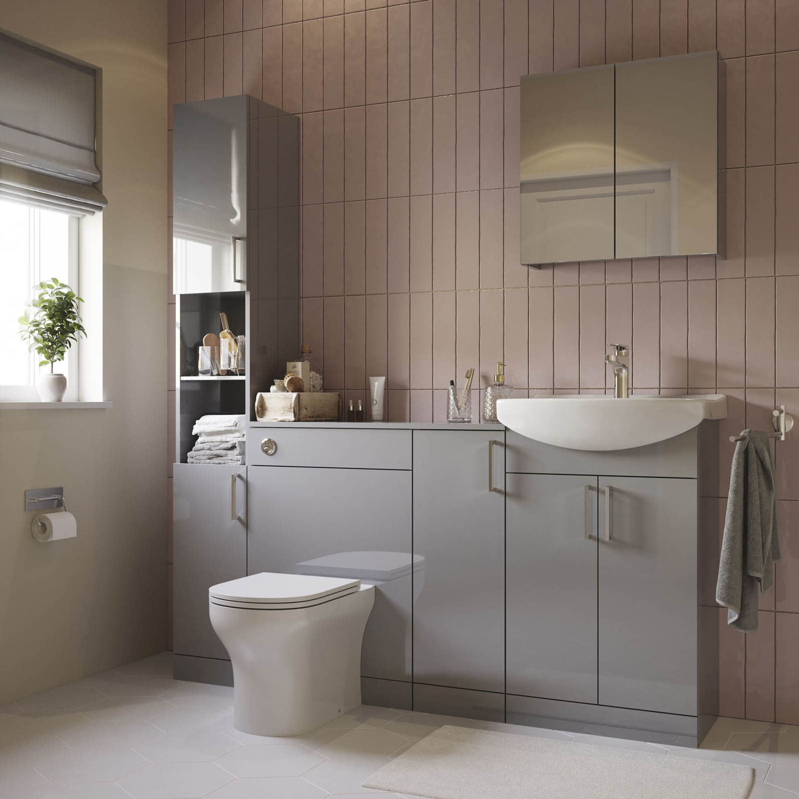 Veleka Gloss Grey Freestanding Vanity unit & basin set (W)550mm (H)874mm - Image 2