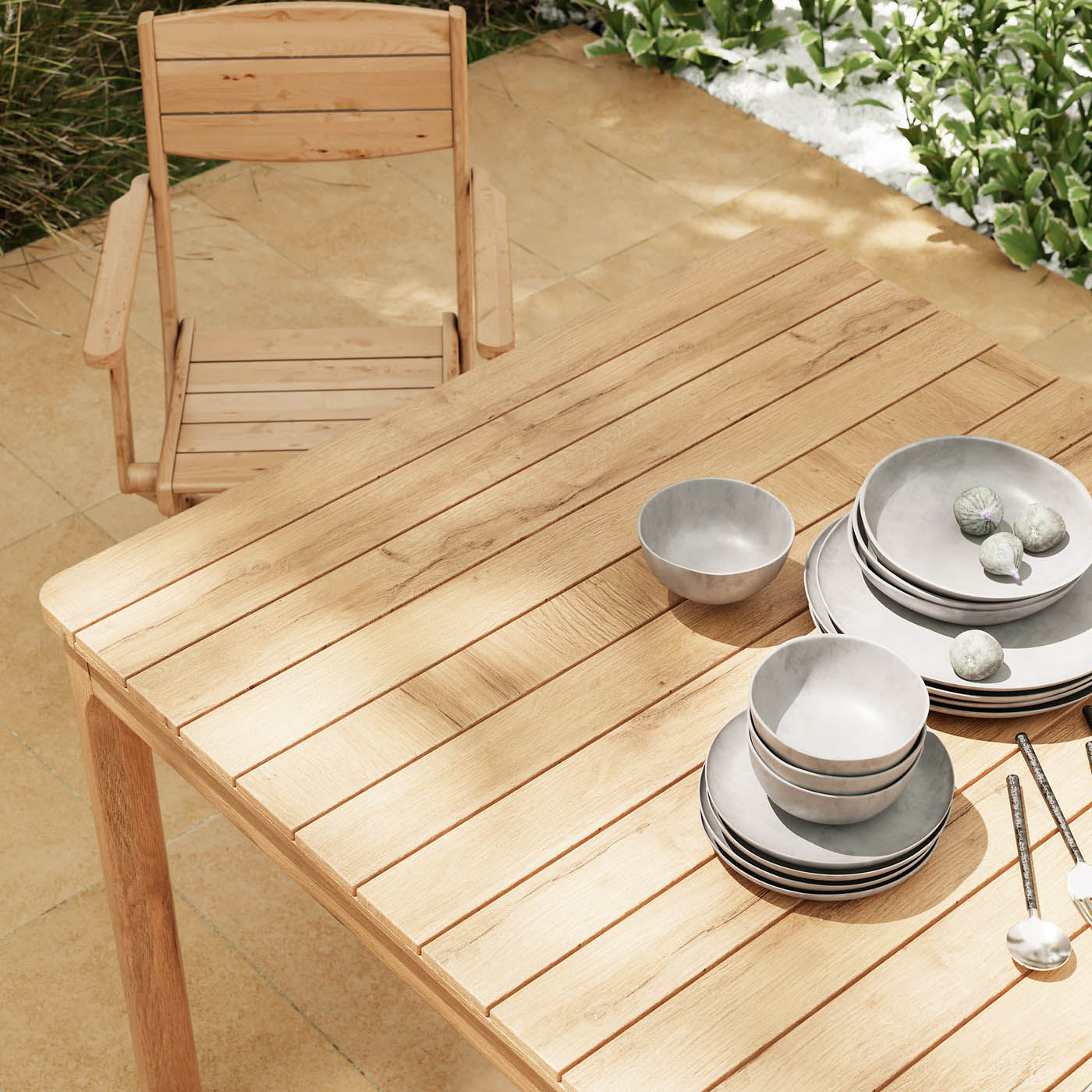 Garden Dining Table 6 Seater Rectangular Wooden Outdoor Patio Furniture Modern - Image 9