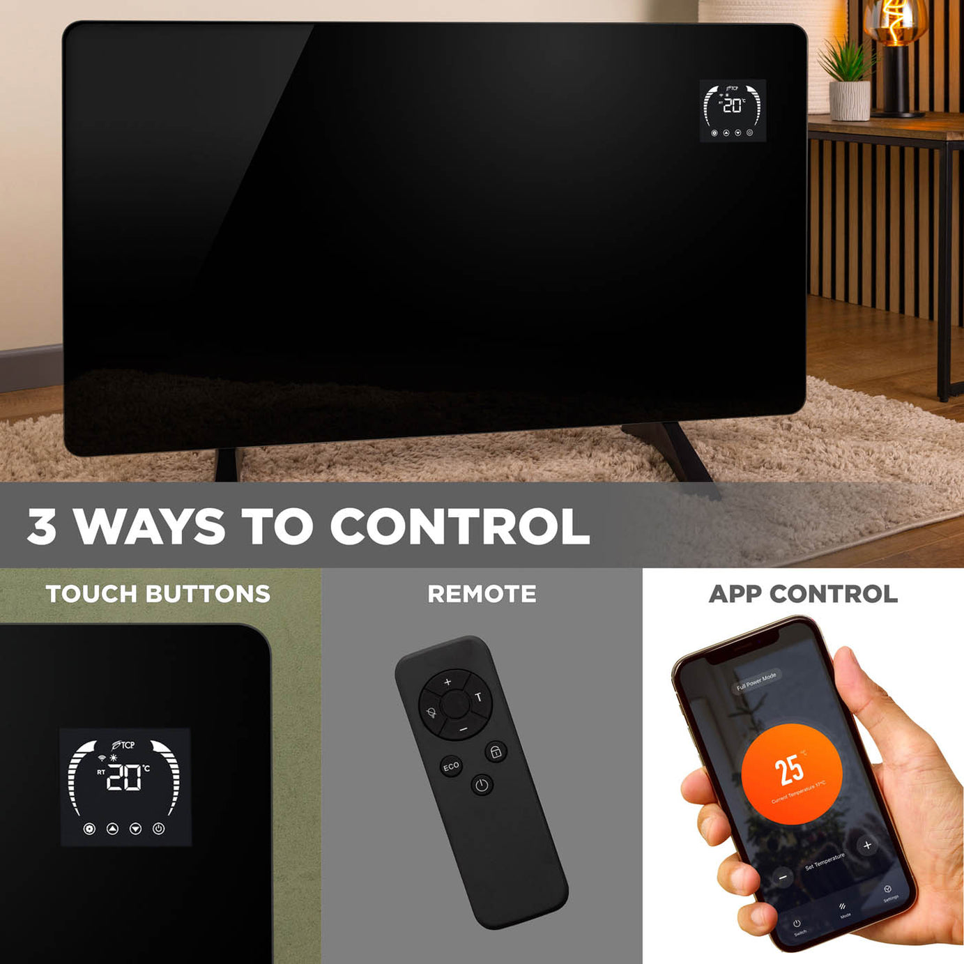 TCP Smart Panel Heater Electric Black Infrared Wi-Fi Voice App Control 600W - Image 8