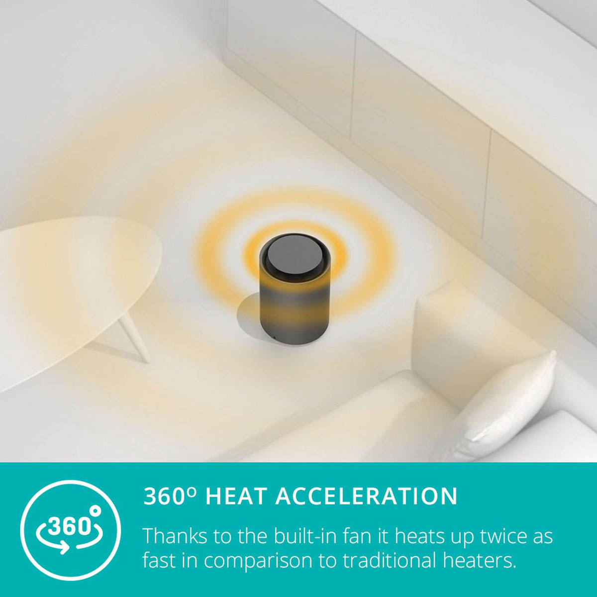 Duux Smart Fan Heater Grey Freestanding Compact Modern LED Powerful PTC 1800W - Image 8