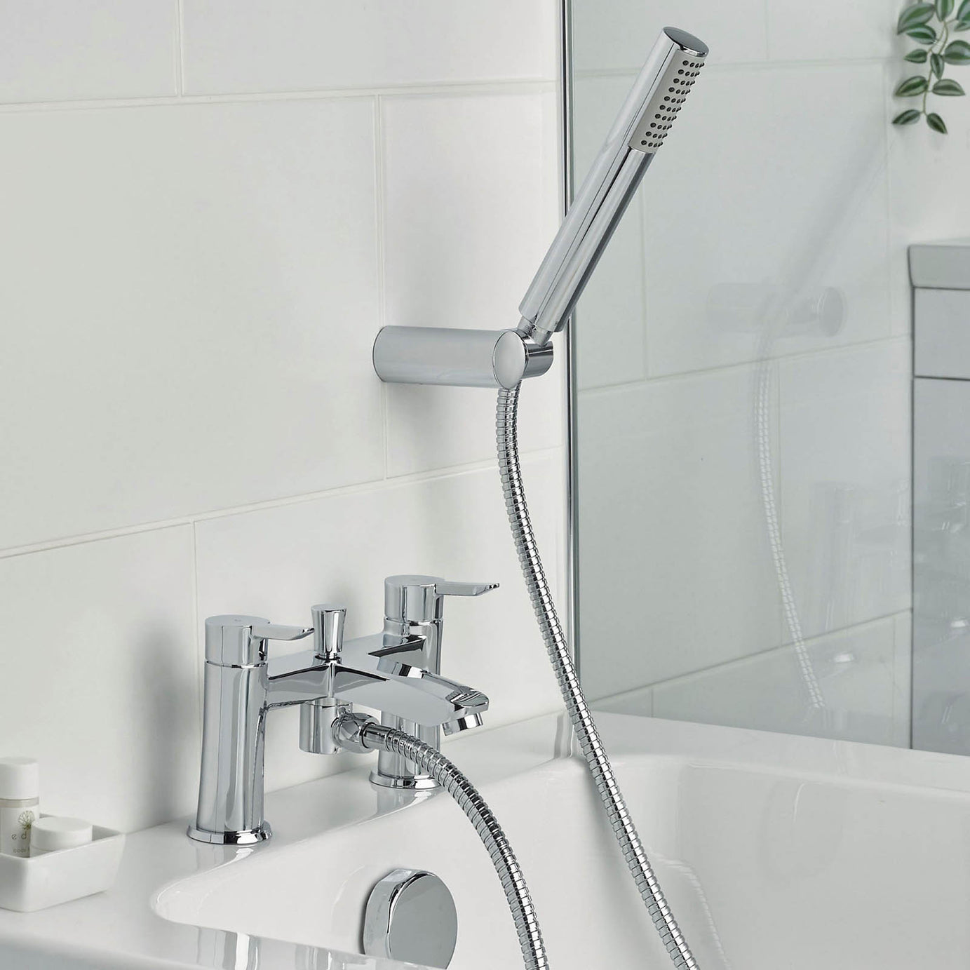 Bristan Bath Filler Tap Mixer Shower Chrome Dual Lever Single Spray Pattern - Image 3