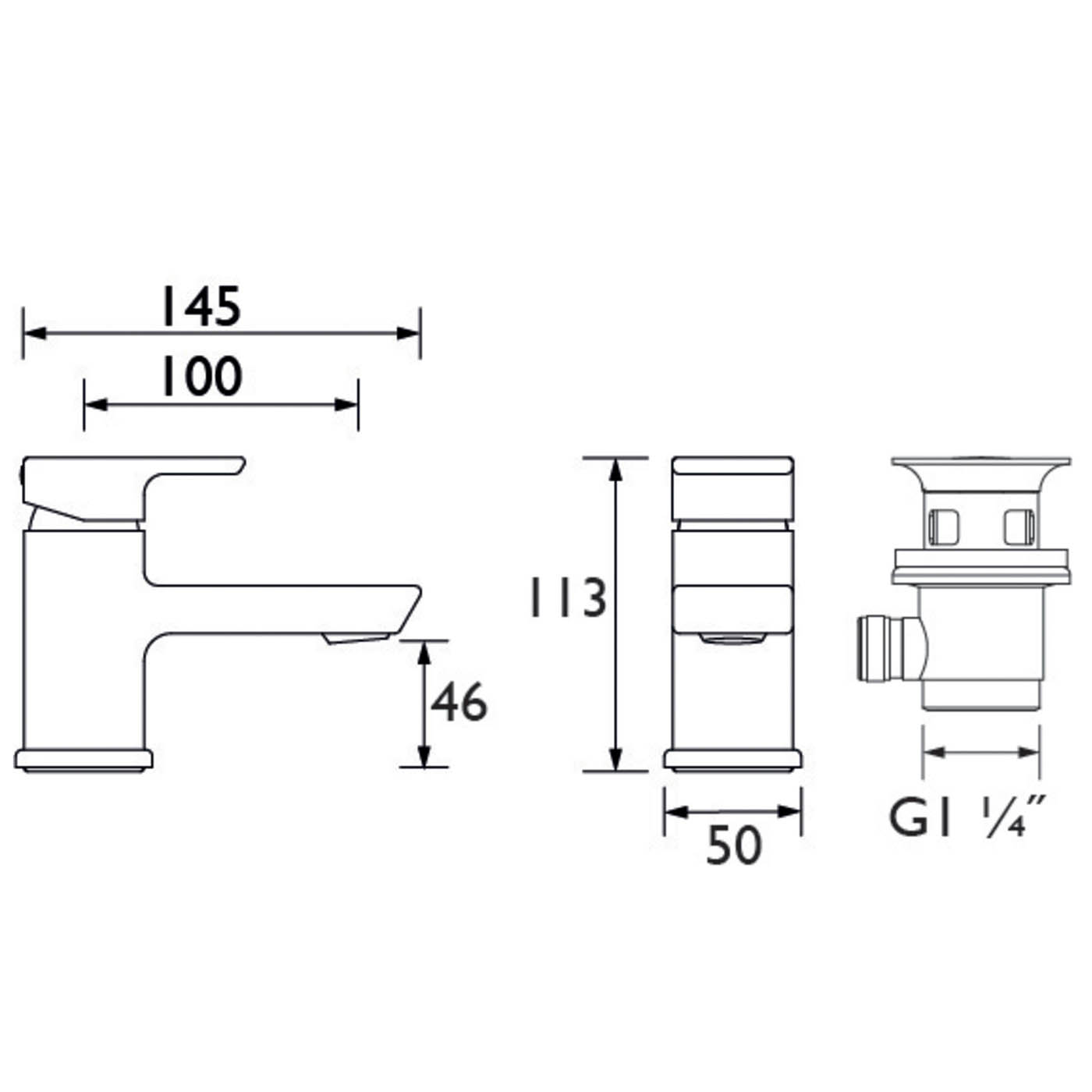 Bristan Basin Mixer Tap Mono Polished Chrome Effect Square Single Lever Modern - Image 2