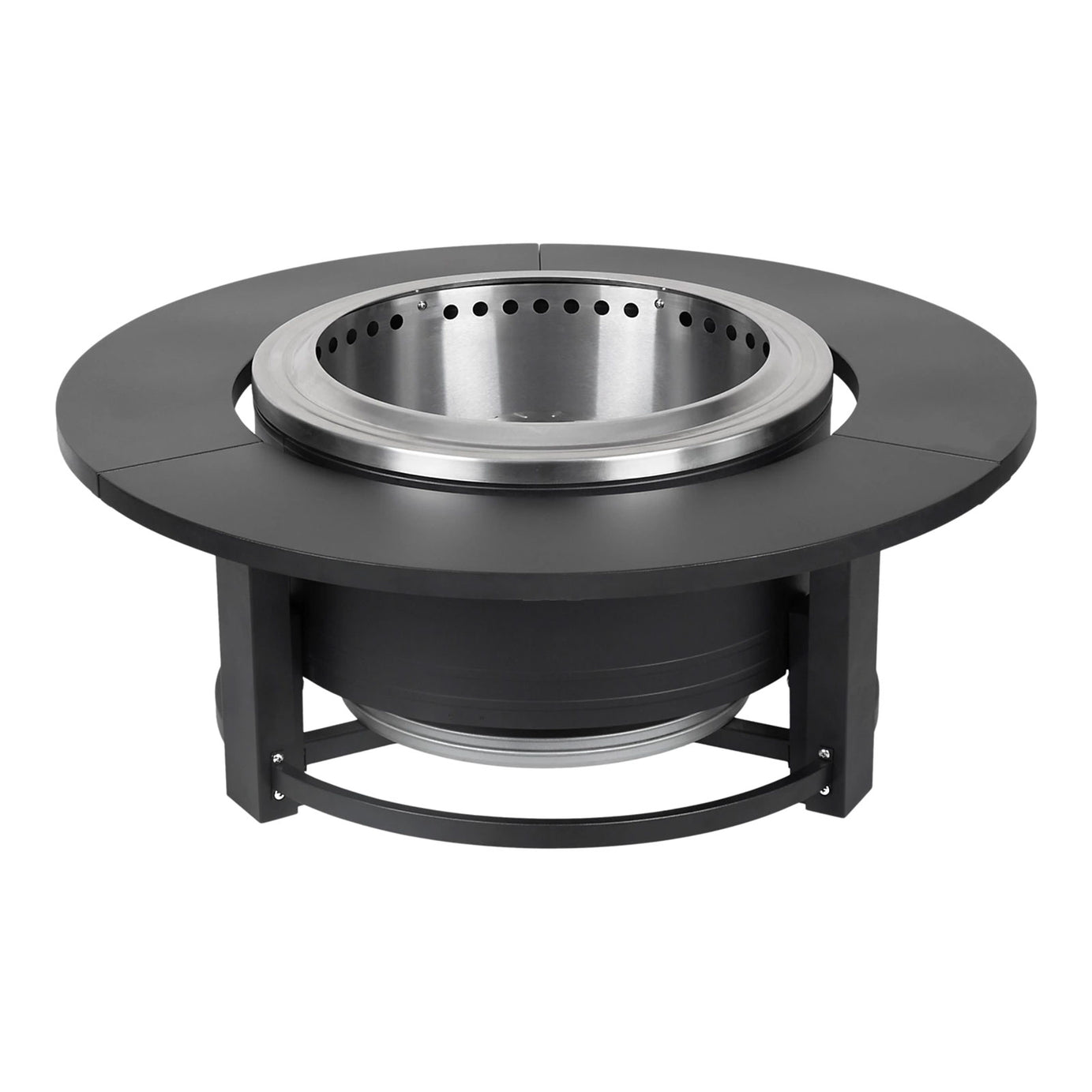 Fire Pit Side Table Garden Patio Black Steel Outdoor Furniture - Image 2