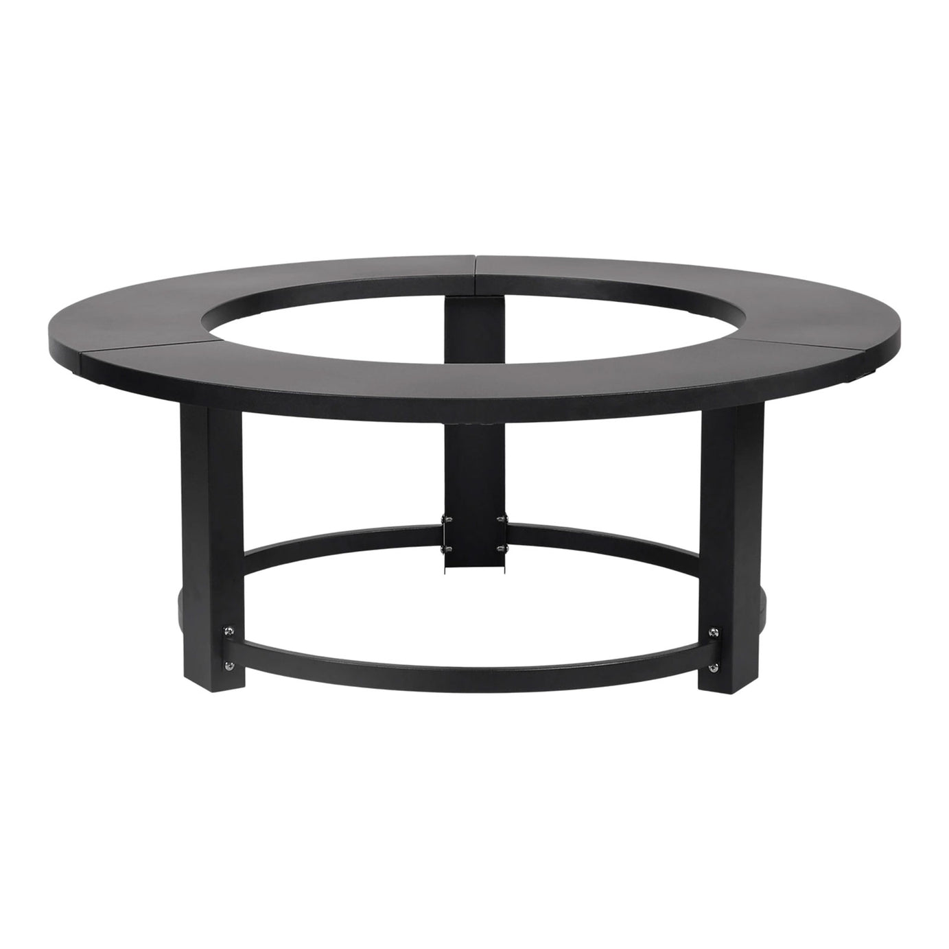 Fire Pit Side Table Garden Patio Black Steel Outdoor Furniture - Image 4