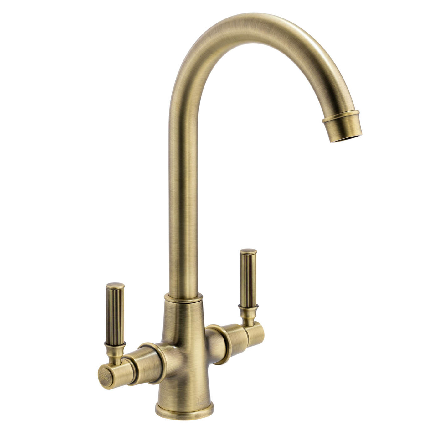 Abode Kitchen Sink Tap Mixer Aged Brass Dual Lever Swivel Spout Modern Faucet - Image 1