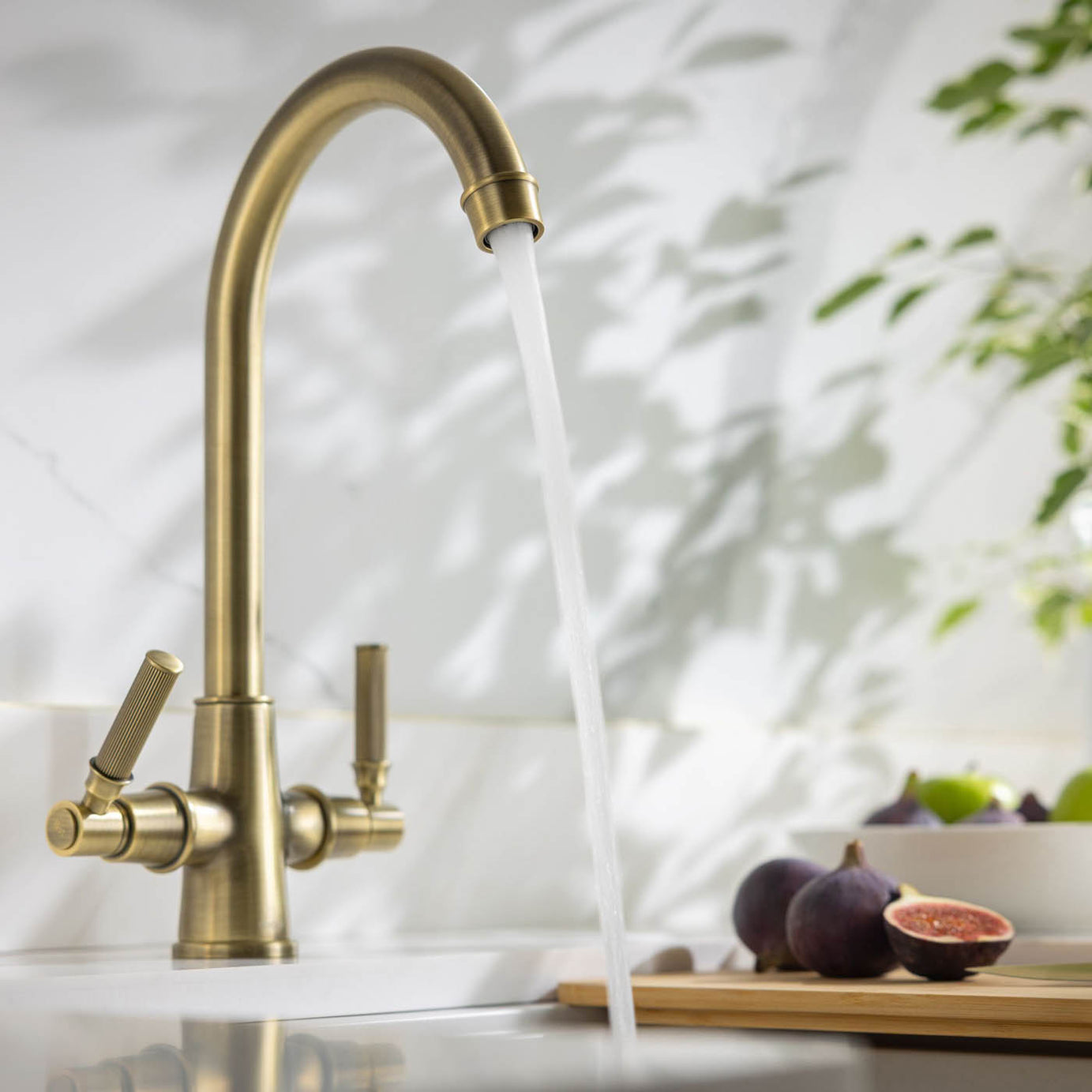 Abode Kitchen Sink Tap Mixer Aged Brass Dual Lever Swivel Spout Modern Faucet - Image 6