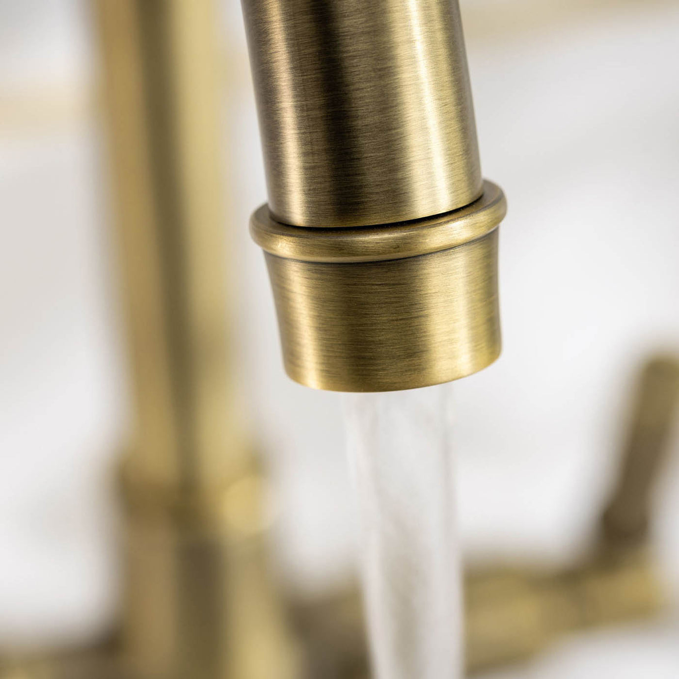 Abode Kitchen Sink Tap Mixer Aged Brass Dual Lever Swivel Spout Modern Faucet - Image 8