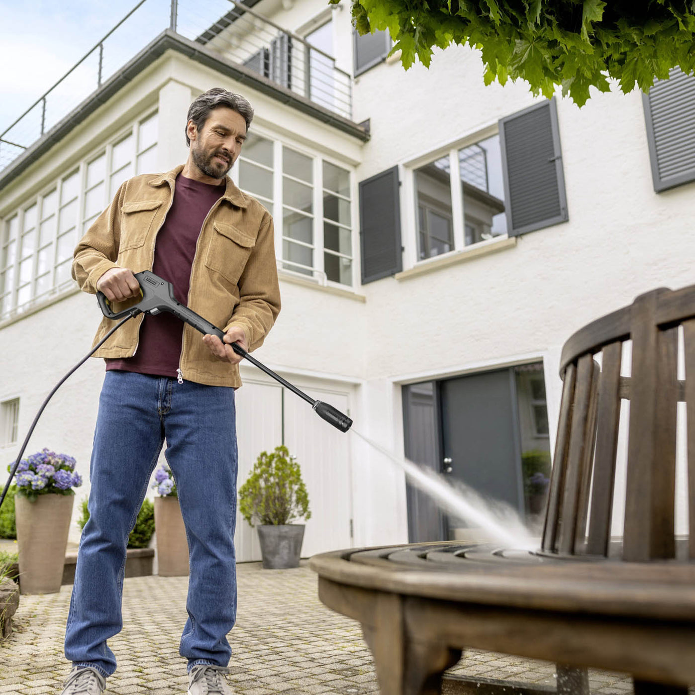 Karcher High Pressure Washer Jet K2 Home Corded 110bar 1.4kW with Patio Cleaner - Image 2