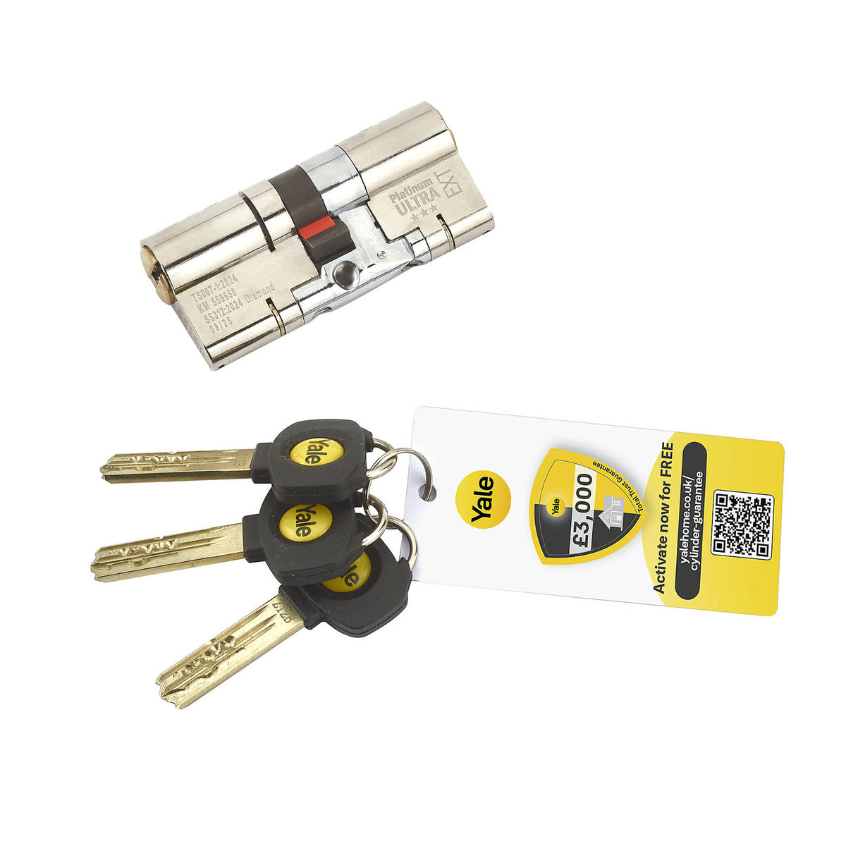 Yale Platinum ultra 3 star Nickel effect 45/50 Double Euro Cylinder lock - Image 7