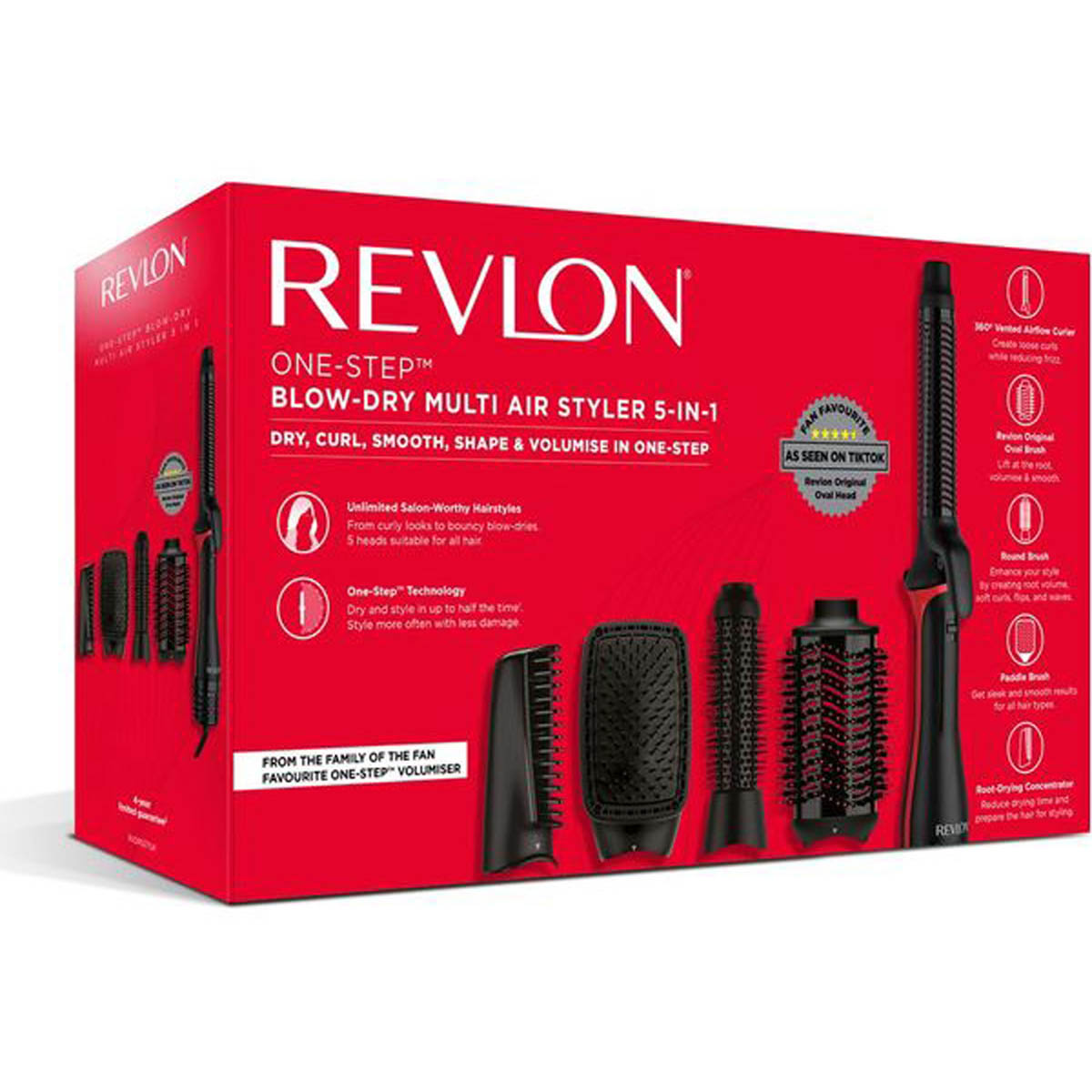 Revlon Hair Styler One Step 5 In 1 Blow Dry Curler Volumiser Hot Air Brush - Image 3