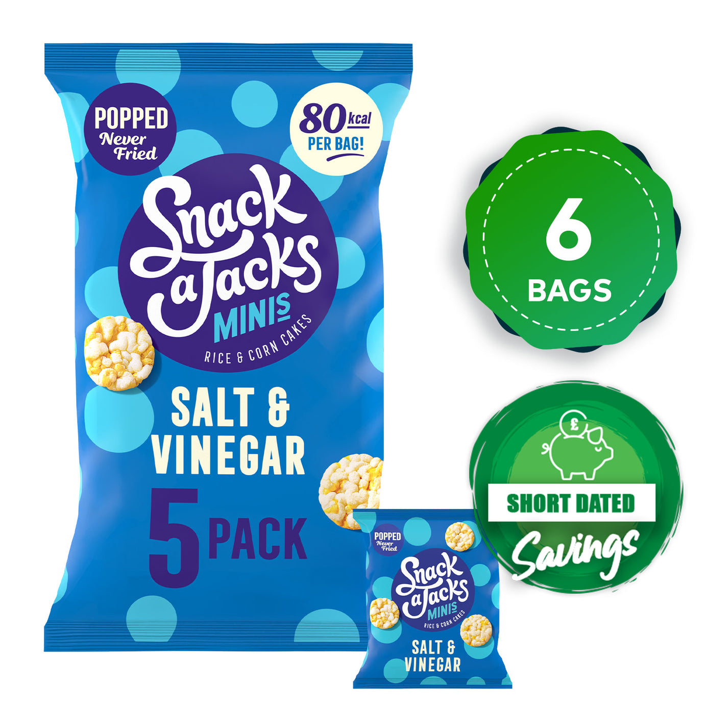 Snack a Jacks Rice Cakes Salt And Vinegar Multipack 6  x 5 Bags - Image 10