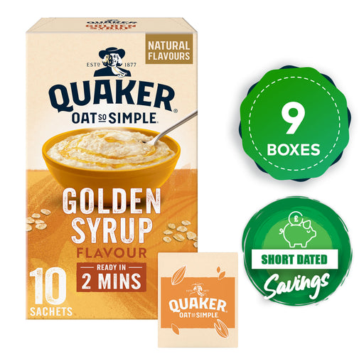 Quaker Porridge Oats Oat So Simple Golden Syrup in Sachets 9 Boxes - Image 1