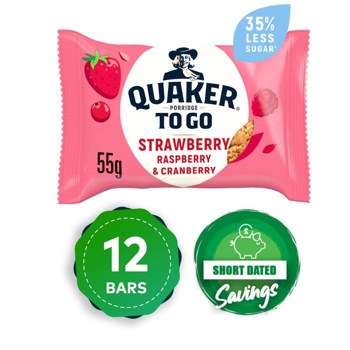 Quaker Oats Porridge To Go Strawberry Raspberry Cranberry Bars 12 x 55g - Image 10