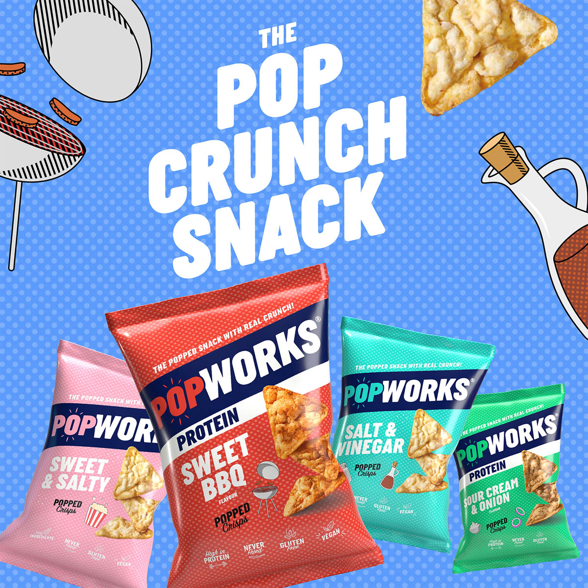 PopWorks Crisps Sweet And Salty Sharing Popped Snacks 12 Bags x 85g - Image 3