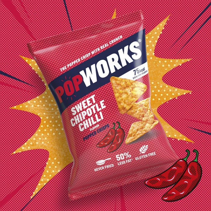 PopWorks Crisps Sweet Chipotle Chilli Popped Snacks 12 Bags x 85g - Image 4