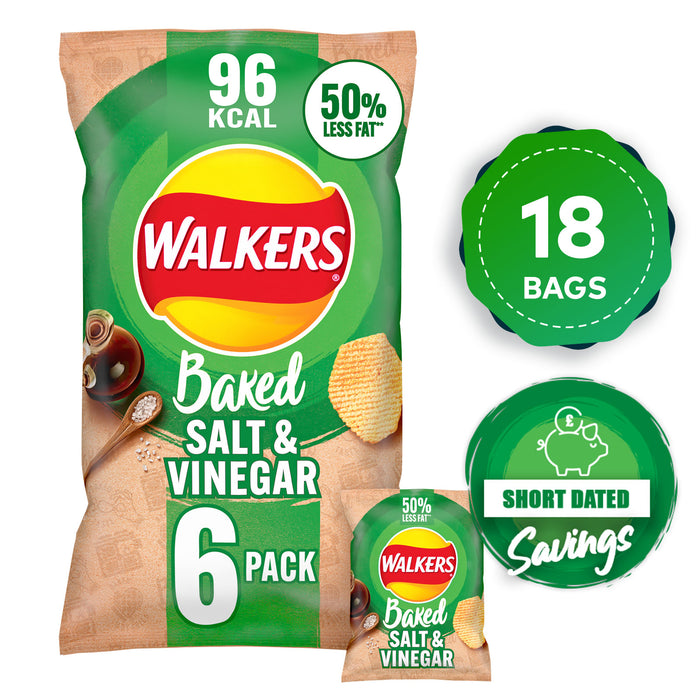 Walkers Baked Crisps Salt & Vinegar Multipack Snacks 18 x 6 Bags - Image 10