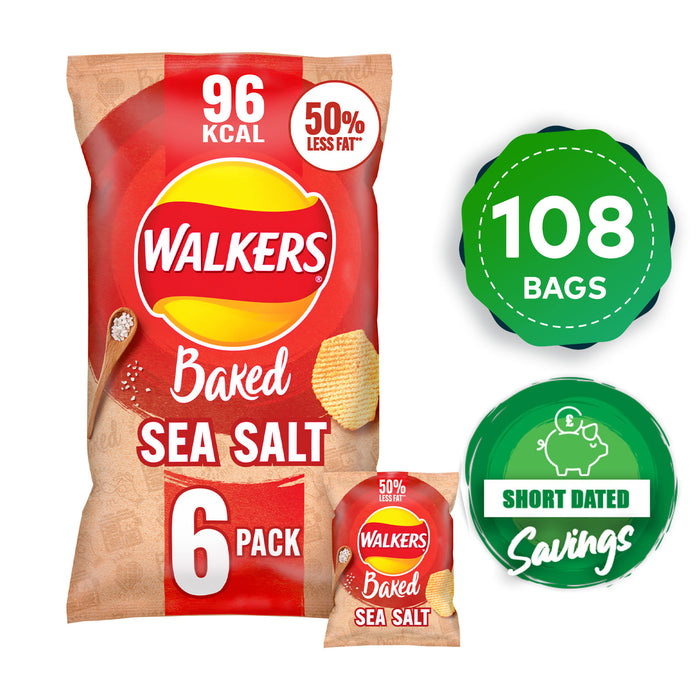 Walkers Crisps Oven Baked Sea Salt Flavour Sharing Snacks 108 Bags - Image 10