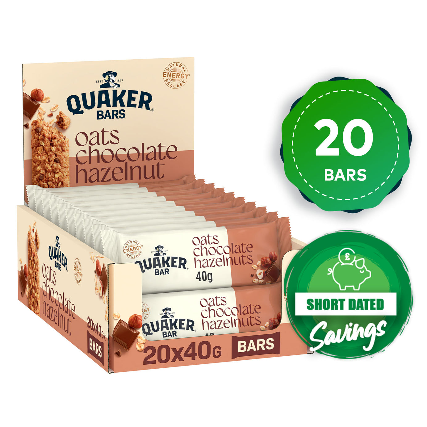 Quaker Breakfast Bar Oat Cereal Bar with Chocolate & Hazelnuts 20 x 40g - Image 10